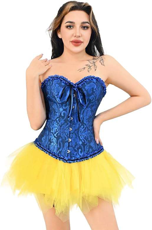 frawirshau Women's Renaissance Corset Top,lace up Corset Costume for Renaissance Fair Halloween Pirate Gothic Vintage Cosplay - Image 3