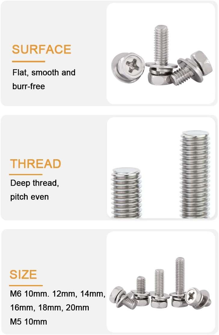 binifiMux 6-Pack Motorcycle Battery Terminal M6 x16mm Bolt Square Nut Kit, Stainless Steel 304, ATV Battery Terminal Bolts, Boat, E-Bike, Electric Forklifts - Image 3