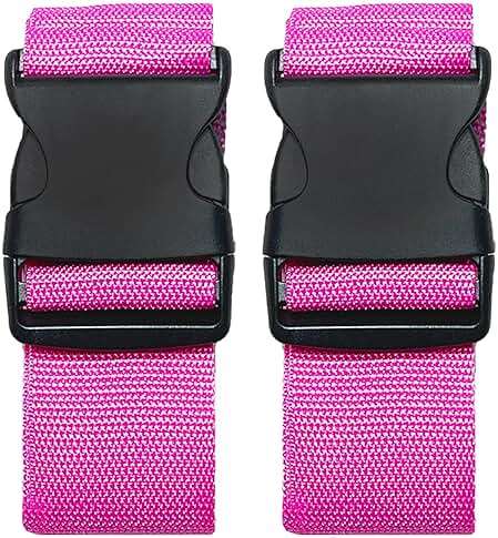 2 Pack Suitcase Belts, Adjustable Luggage Straps, Bright Colors Travel Packing Straps with Quick Release Buckle (Pink) - Image 1