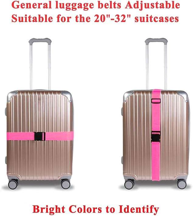 2 Pack Suitcase Belts, Adjustable Luggage Straps, Bright Colors Travel Packing Straps with Quick Release Buckle (Pink) - Image 3