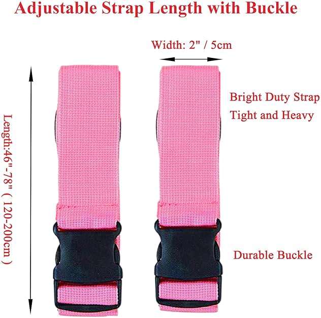 2 Pack Suitcase Belts, Adjustable Luggage Straps, Bright Colors Travel Packing Straps with Quick Release Buckle (Pink) - Image 4