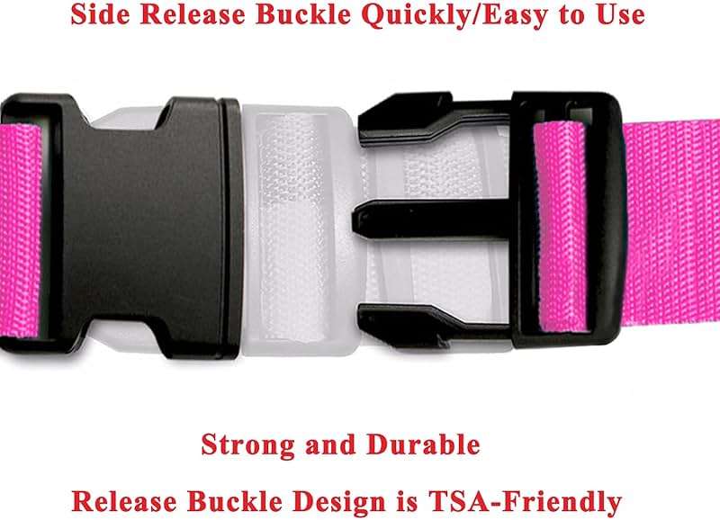 2 Pack Suitcase Belts, Adjustable Luggage Straps, Bright Colors Travel Packing Straps with Quick Release Buckle (Pink) - Image 5
