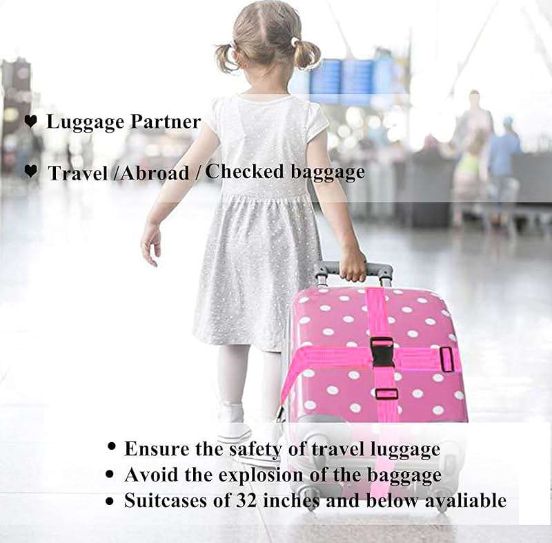 2 Pack Suitcase Belts, Adjustable Luggage Straps, Bright Colors Travel Packing Straps with Quick Release Buckle (Pink) - Image 7