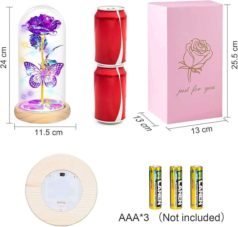 QUNPON Christmas Rose Gifts for Women Gifts Flowers for Women,Womens Gifts for Christmas,Birthday Gifts for Women,Purple Butterfly for Mom Grandma,Sister,Her,Wife,Valentines Day - Image 3