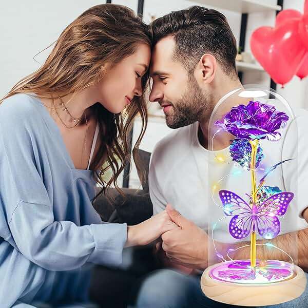 QUNPON Christmas Rose Gifts for Women Gifts Flowers for Women,Womens Gifts for Christmas,Birthday Gifts for Women,Purple Butterfly for Mom Grandma,Sister,Her,Wife,Valentines Day - Image 6