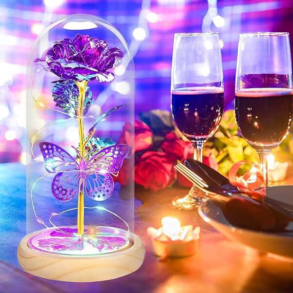 QUNPON Christmas Rose Gifts for Women Gifts Flowers for Women,Womens Gifts for Christmas,Birthday Gifts for Women,Purple Butterfly for Mom Grandma,Sister,Her,Wife,Valentines Day - Image 8