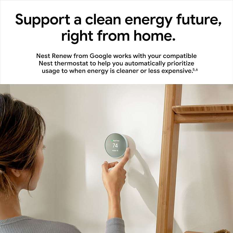 Google Nest Thermostat - Smart Thermostat for Home - Programmable Wifi Thermostat - Snow (Renewed) - Image 6
