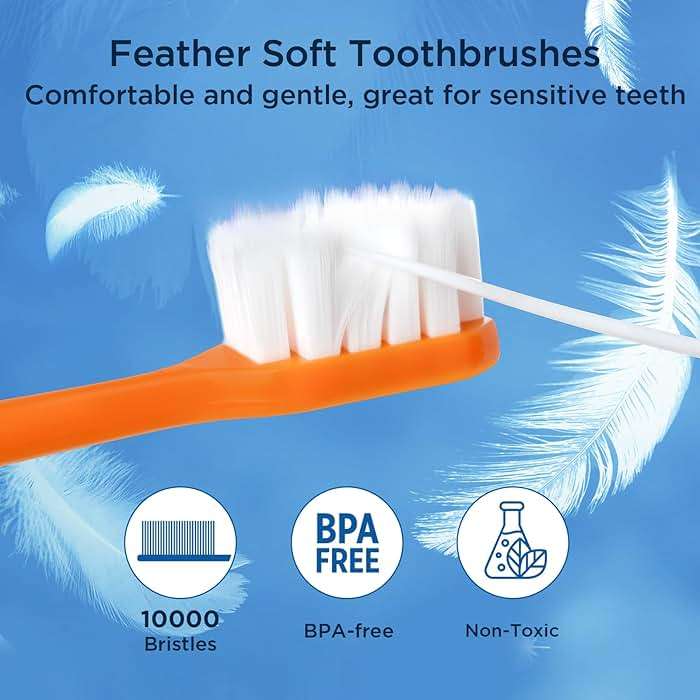 Oralphi Extra Soft Toothbrush for Sensitive Gums, Wide Head Soft Bristle Toothbrush with 10000 Soft Flossing Micro Nano Bristles for Adults, Pregnant Women, Elderly, Braces - Image 2