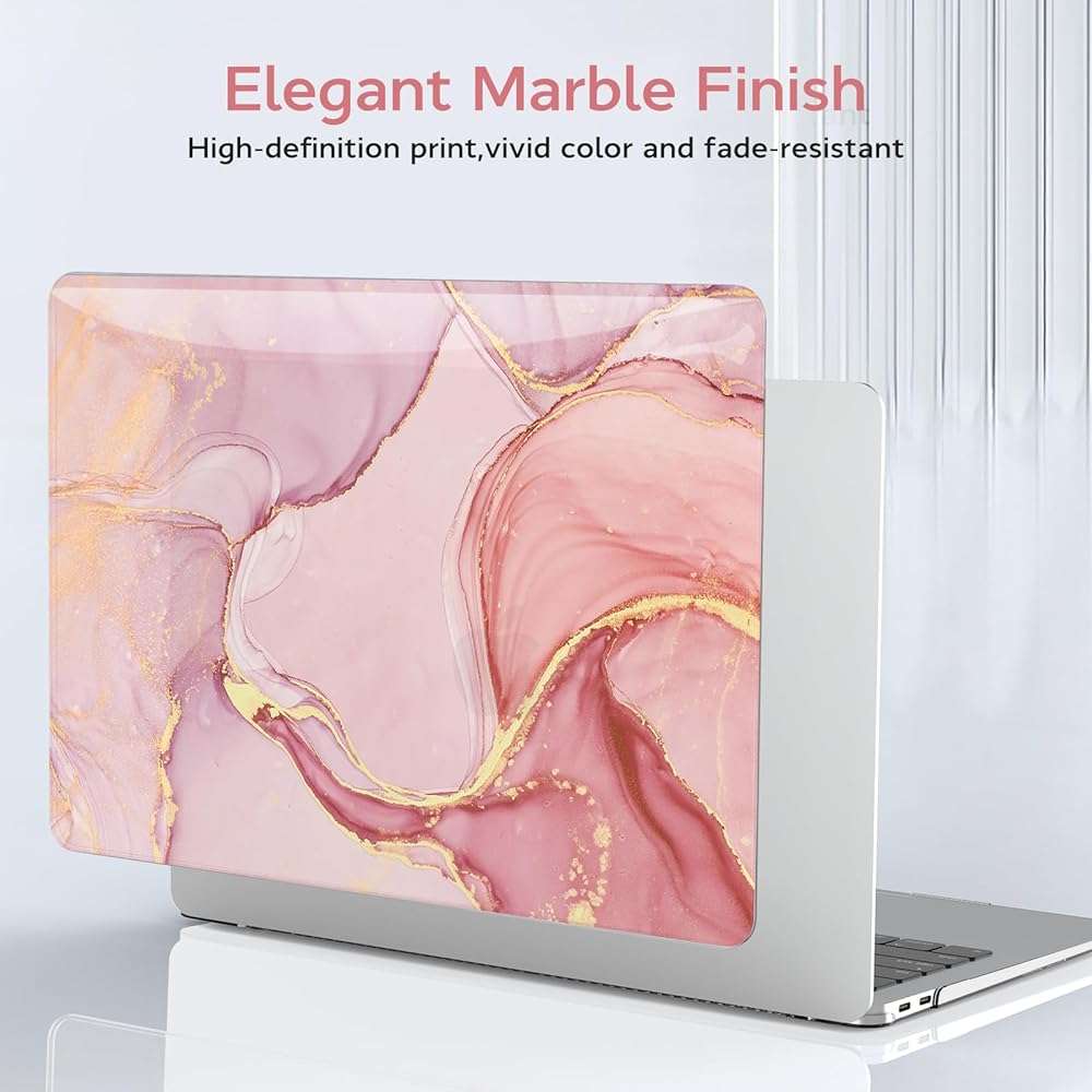 B BELK Compatible with MacBook Air 13 inch Case 2021 2020 2019 2018 M1 A2337 A2179 A1932 Touch ID,Plastic Laptop Hard Shell+2 Keyboard Cover+Screen Protector for MacBook Air 13.3 inch Case,Pink Marble - Image 4