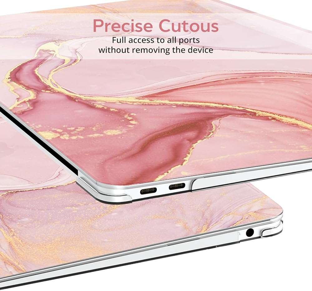 B BELK Compatible with MacBook Air 13 inch Case 2021 2020 2019 2018 M1 A2337 A2179 A1932 Touch ID,Plastic Laptop Hard Shell+2 Keyboard Cover+Screen Protector for MacBook Air 13.3 inch Case,Pink Marble - Image 8