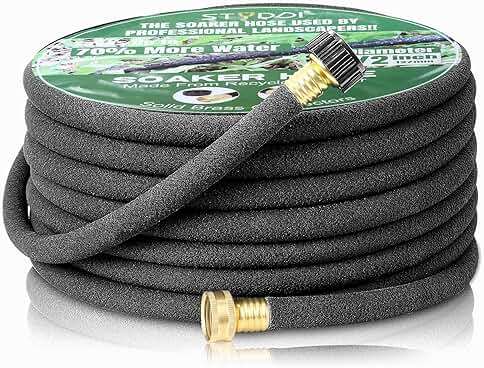 STYDDI Soaker Hose, 1/2" x 25 FT Round Rubber Garden Soaker Hose, Heavy Duty Water Seeper Soaker Hoses for Foundation Watering, Garden Beds, Garden, Lawn and Plants - Image 1