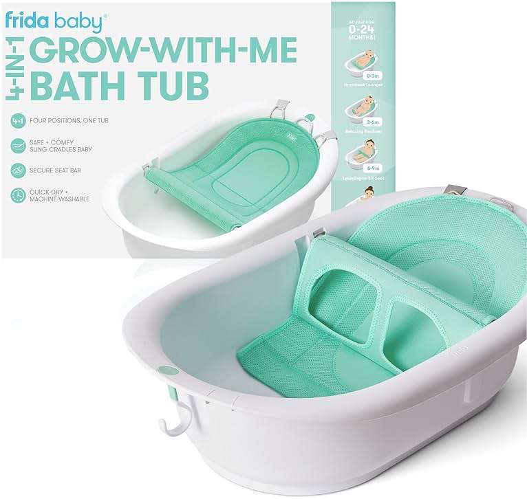 Frida Baby 4-in-1 Grow-with-Me Baby Bathtub, Baby Tub for Newborns to Toddler with Removable Bath Seat & Backrest for Bath Support in Tub - Image 1