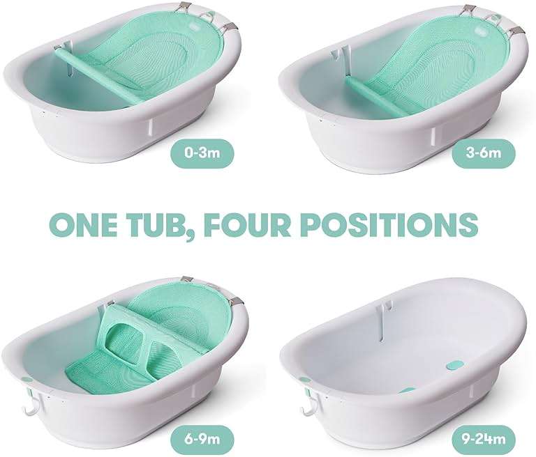 Frida Baby 4-in-1 Grow-with-Me Baby Bathtub, Baby Tub for Newborns to Toddler with Removable Bath Seat & Backrest for Bath Support in Tub - Image 6