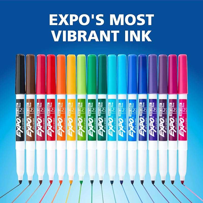 EXPO Dry Erase Markers, Low Odor Ink, Assorted Colors, Fine Tip, 21 Count - Whiteboard, Essential Supplies for Office, School, Classroom, Teachers - Image 9