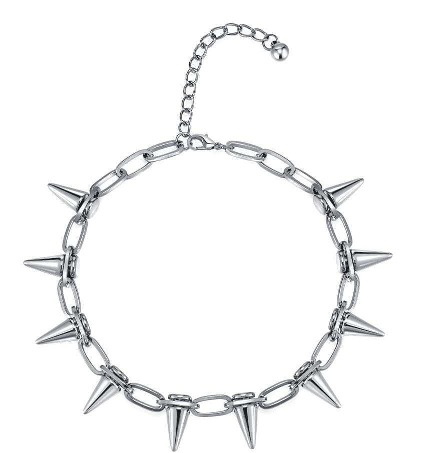 Reaowazo Spike Chokers for Women Choker Goth Necklaces Mens Chain Choker Collar Punk Streetwear Handmade Adjustable Vintage Rivet Jewelry - Image 1
