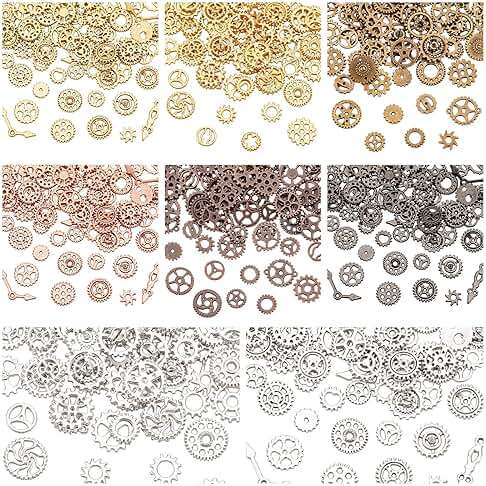OLYCRAFT 160g 7~18mm Long Antique Steampunk Gears Charms 8-Color Small Wheel Gear Resin Fillers Alloy Mixed Gears Pendants for Resin Crafting, Jewelry Making and Decorations - Image 1