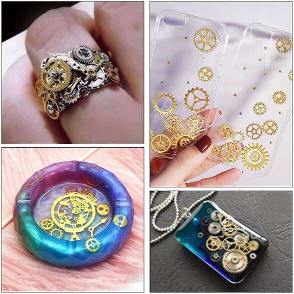 OLYCRAFT 160g 7~18mm Long Antique Steampunk Gears Charms 8-Color Small Wheel Gear Resin Fillers Alloy Mixed Gears Pendants for Resin Crafting, Jewelry Making and Decorations - Image 7