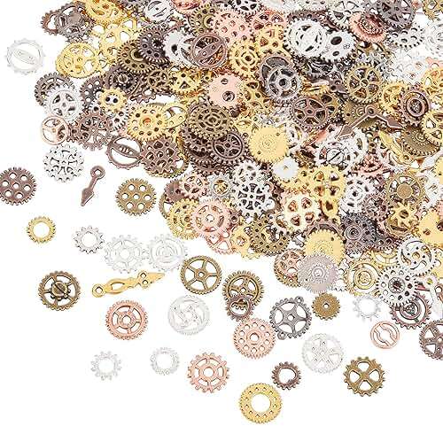 OLYCRAFT 160g 7~18mm Long Antique Steampunk Gears Charms 8-Color Small Wheel Gear Resin Fillers Alloy Mixed Gears Pendants for Resin Crafting, Jewelry Making and Decorations - Image 8