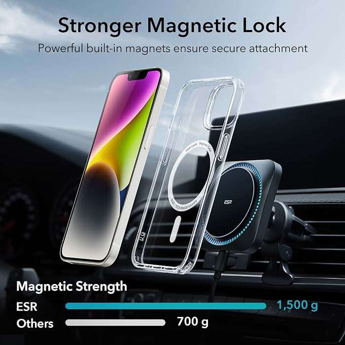 ESR for iPhone 14/iPhone 13 Case, Compatible with MagSafe, Shockproof Military-Grade Protection, Scratch-Resistant Back, Magnetic Phone Case for iPhone 14/iPhone 13, Classic Hybrid Case, Clear - Image 4