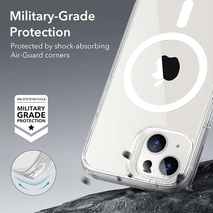 ESR for iPhone 14/iPhone 13 Case, Compatible with MagSafe, Shockproof Military-Grade Protection, Scratch-Resistant Back, Magnetic Phone Case for iPhone 14/iPhone 13, Classic Hybrid Case, Clear - Image 5