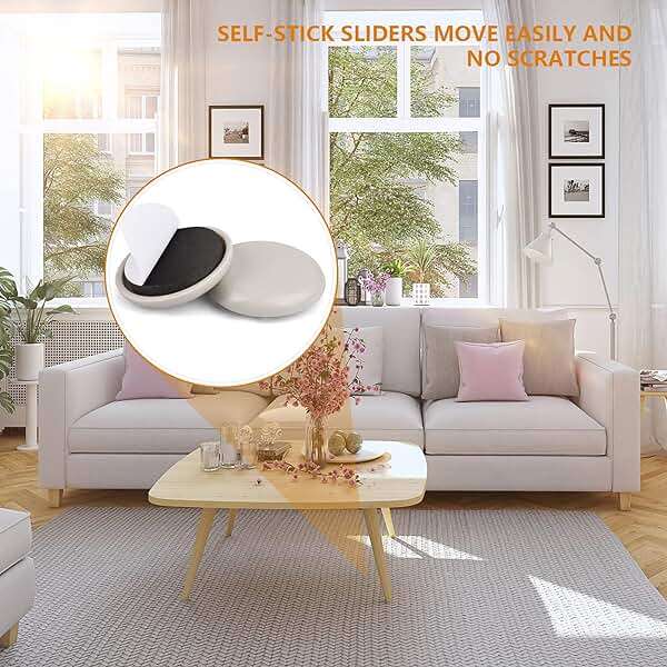 1-1/4" Furniture Sliders for Carpet & Hardwood Floors, 24PCS Furniture Pads for Quickly and Easily Move Any Item and Protect The Floor - Image 3
