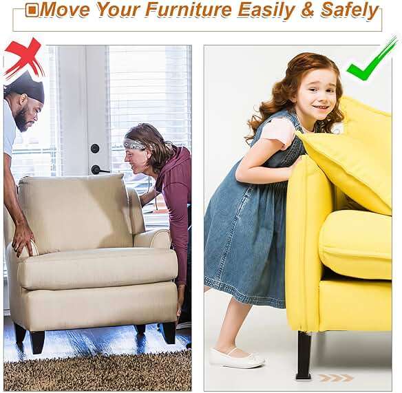 1-1/4" Furniture Sliders for Carpet & Hardwood Floors, 24PCS Furniture Pads for Quickly and Easily Move Any Item and Protect The Floor - Image 4