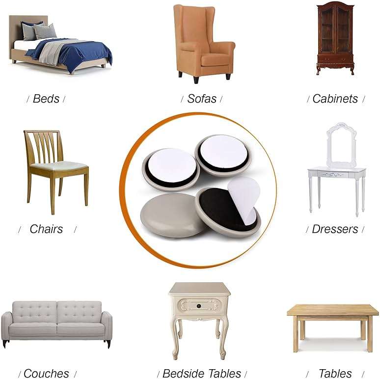 1-1/4" Furniture Sliders for Carpet & Hardwood Floors, 24PCS Furniture Pads for Quickly and Easily Move Any Item and Protect The Floor - Image 6