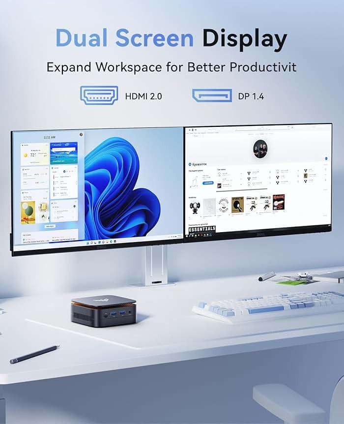 KAMRUI Pinova P1 Mini PC Computer, AMD Ryzen 4300U (Beats i3-10110U/3500U), 16GB RAM 256GB SSD, Mini Desktop Computer Support Triple 4K, USB-C, WiFi, Bluetooth, Ethernet for Business, Education, Home - Image 4