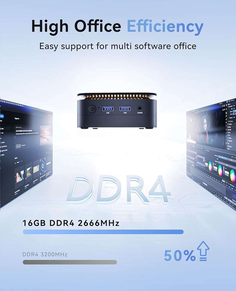 KAMRUI Pinova P1 Mini PC Computer, AMD Ryzen 4300U (Beats i3-10110U/3500U), 16GB RAM 256GB SSD, Mini Desktop Computer Support Triple 4K, USB-C, WiFi, Bluetooth, Ethernet for Business, Education, Home - Image 6