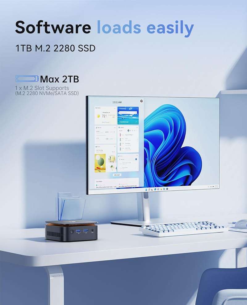 KAMRUI Pinova P1 Mini PC Computer, AMD Ryzen 4300U (Beats i3-10110U/3500U), 16GB RAM 256GB SSD, Mini Desktop Computer Support Triple 4K, USB-C, WiFi, Bluetooth, Ethernet for Business, Education, Home - Image 7