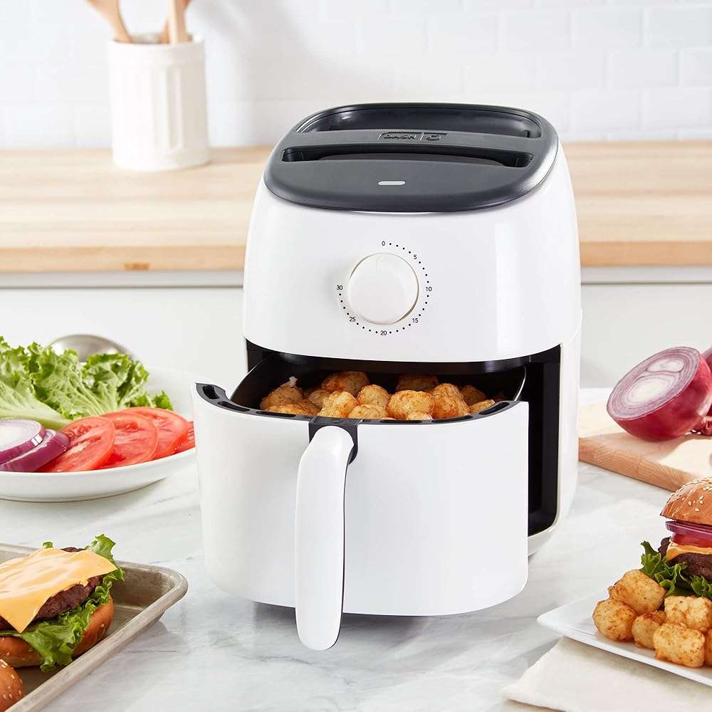 Dash Tasti-Crisp Express Air Fryer - Mini Air Fryer For Crispy Snacks, Frozen Foods and Oil-Free Cooking - Nonstick Basket - White, 2.6-Quart - Image 2
