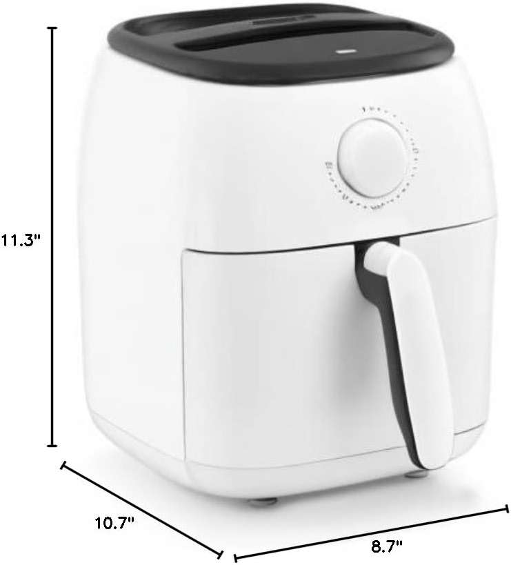 Dash Tasti-Crisp Express Air Fryer - Mini Air Fryer For Crispy Snacks, Frozen Foods and Oil-Free Cooking - Nonstick Basket - White, 2.6-Quart - Image 3