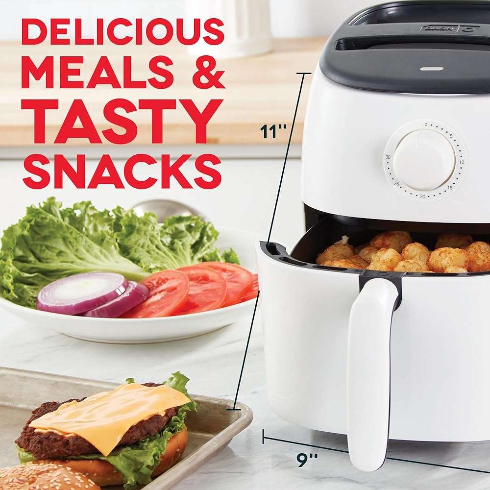 Dash Tasti-Crisp Express Air Fryer - Mini Air Fryer For Crispy Snacks, Frozen Foods and Oil-Free Cooking - Nonstick Basket - White, 2.6-Quart - Image 4