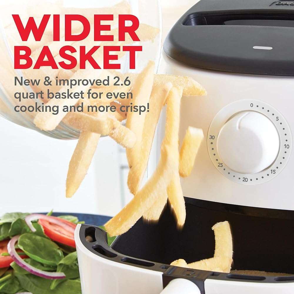 Dash Tasti-Crisp Express Air Fryer - Mini Air Fryer For Crispy Snacks, Frozen Foods and Oil-Free Cooking - Nonstick Basket - White, 2.6-Quart - Image 5