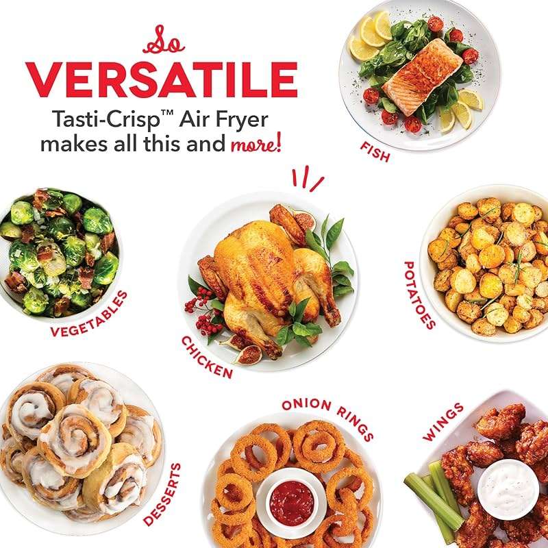Dash Tasti-Crisp Express Air Fryer - Mini Air Fryer For Crispy Snacks, Frozen Foods and Oil-Free Cooking - Nonstick Basket - White, 2.6-Quart - Image 8