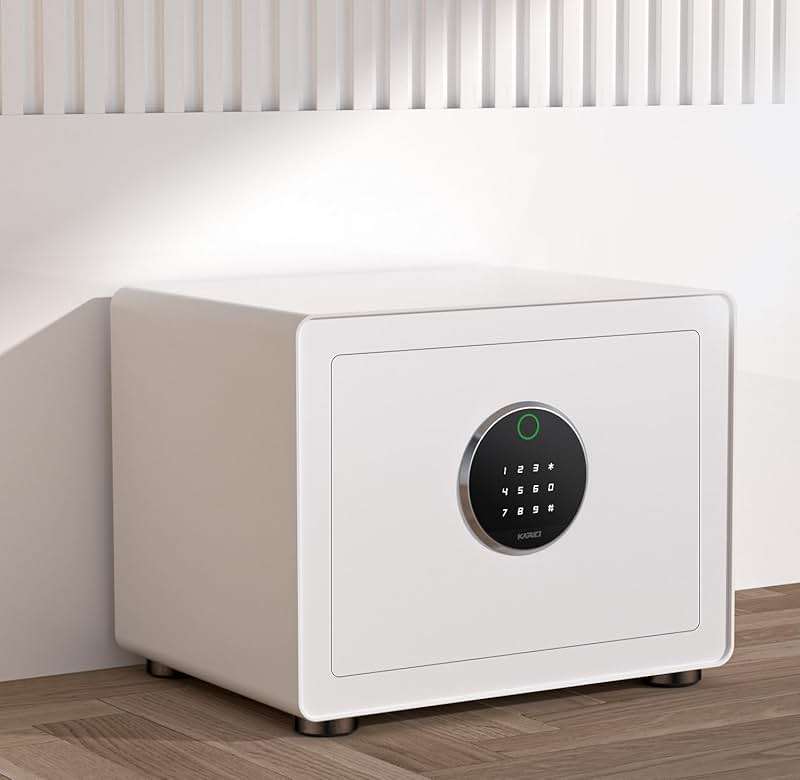 KAPUCI Modern Minimalism Design Biometric Fingerprint Touch Screen Safe, 1.28 Cubic Feet Auto-Open Safe Box with Digital Virtual Password,Safety Steel Home Safes for Wardrobe,Home,Office,Hotel - Image 2