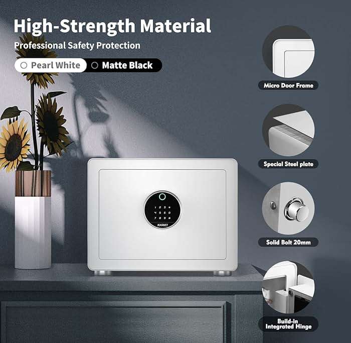 KAPUCI Modern Minimalism Design Biometric Fingerprint Touch Screen Safe, 1.28 Cubic Feet Auto-Open Safe Box with Digital Virtual Password,Safety Steel Home Safes for Wardrobe,Home,Office,Hotel - Image 5