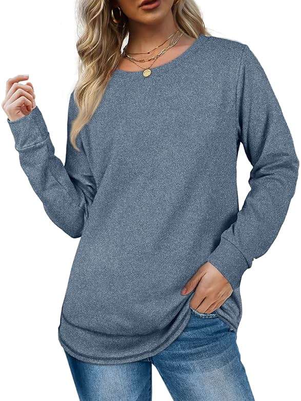 Dofaoo Sweatshirts for Women Crewneck Long Sleeve Shirts Tunic Tops for Leggings Fall Fashion Winter Clothing - Image 2