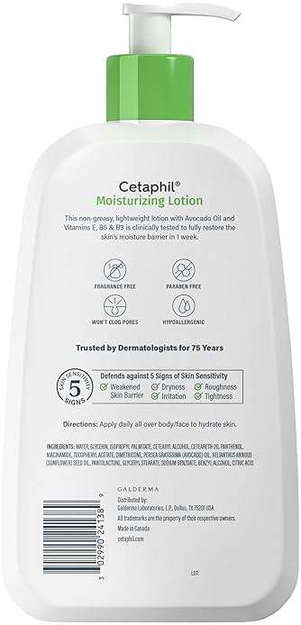 Cetaphil Face & Body Moisturizer, Hydrating Moisturizing Lotion for All Skin Types, Suitable for Sensitive Skin, NEW 20 oz, Fragrance Free, Hypoallergenic, Non-Comedogenic - Image 10