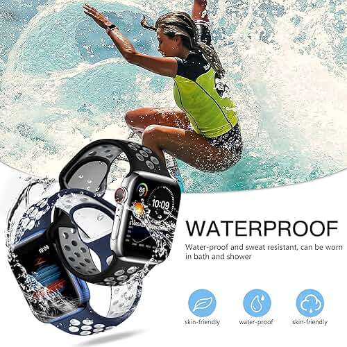 Adorve 4 Pack Sport Bands Compatible with Apple Watch Bands for Men Women 49mm 46mm 45mm 44mm 42mm 41mm 40mm 38mm,Breathable Soft Silicone Strap for iWatch Band Series 11 10 SE Ultra 9 8 7 6 5 4 3 2 1 - Image 3