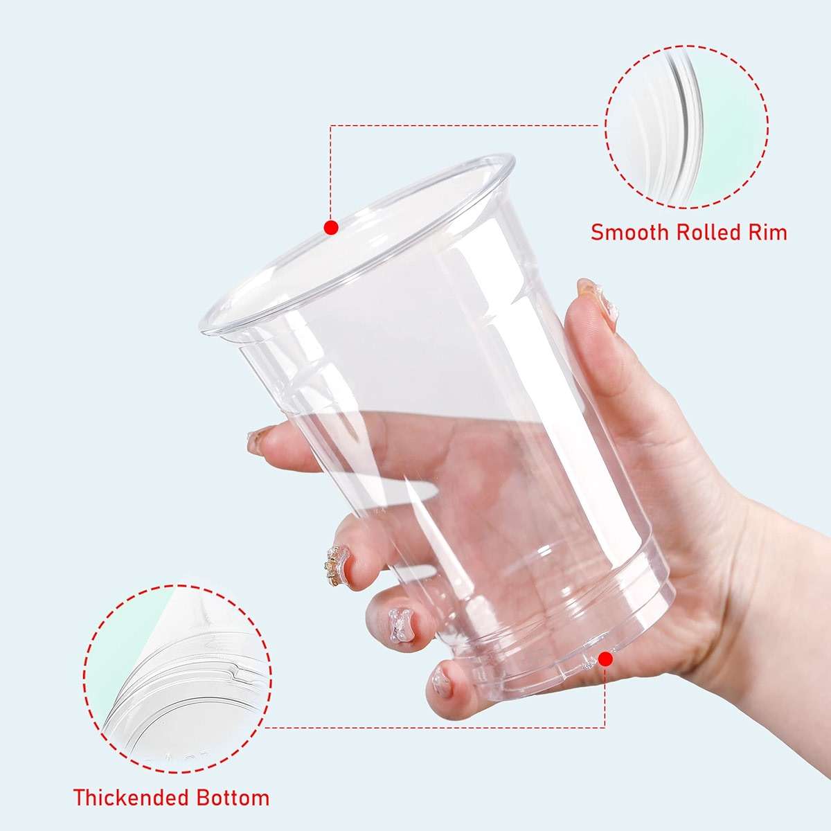 Fabulous Party 300 Pack Crystal Clear 16 Oz Plastic Cups Disposable Cups, PET Clear Cups for Party, Smoothie Disposable Drinkware for Wedding, Cold Drink Cup for Sparkling Ice Coffee Bubble Tea - Image 5
