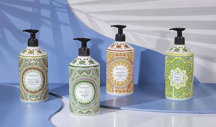 Mosaic Liquid Hand Soap / Hand Wash Gift Set, Ideal for Bathroom and Kitchen Hand Soap Set , Olive Oil + Coconut & Hibiscus + Gardenia + Orange Blossom, 4 x 24.6 fl oz Each Liquid Soap Bottle - Image 8