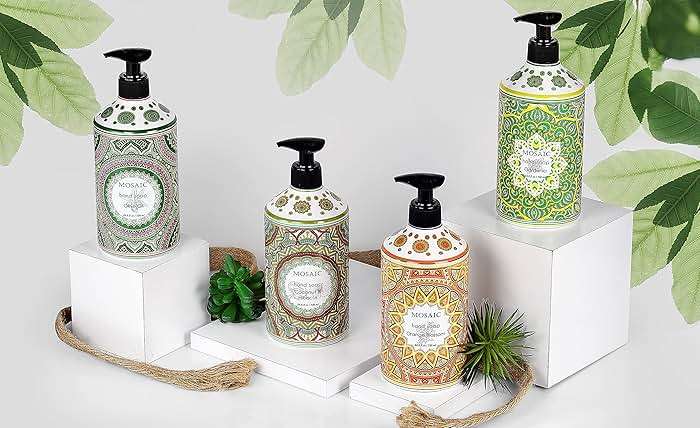 Mosaic Liquid Hand Soap / Hand Wash Gift Set, Ideal for Bathroom and Kitchen Hand Soap Set , Olive Oil + Coconut & Hibiscus + Gardenia + Orange Blossom, 4 x 24.6 fl oz Each Liquid Soap Bottle - Image 9