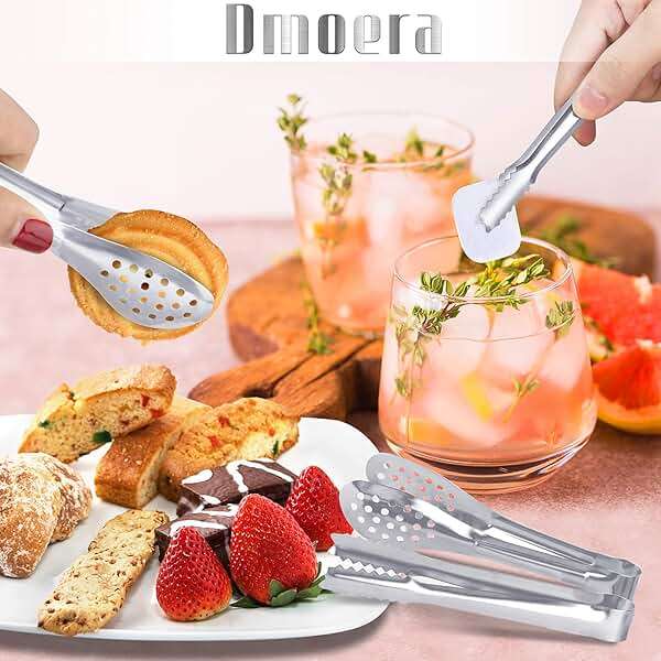 12 Pack Premium Small Serving Tongs, Dmoera Mini Stainless Steel Appetizer Tongs, 5Inch,5.2Inch(12.7cm) - Image 5