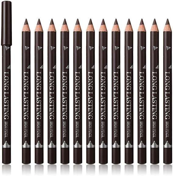 SUMEITANG 12 Pcs Dark Brown Eyebrow Pencil Eyeliner Makeup，Soft Textured，Easy to Color，Waterproof，Long Lasting Eyebrow Tint Pen for Fills in Sparse Areas and Gaps Create a Natural Eye Brow - Image 1
