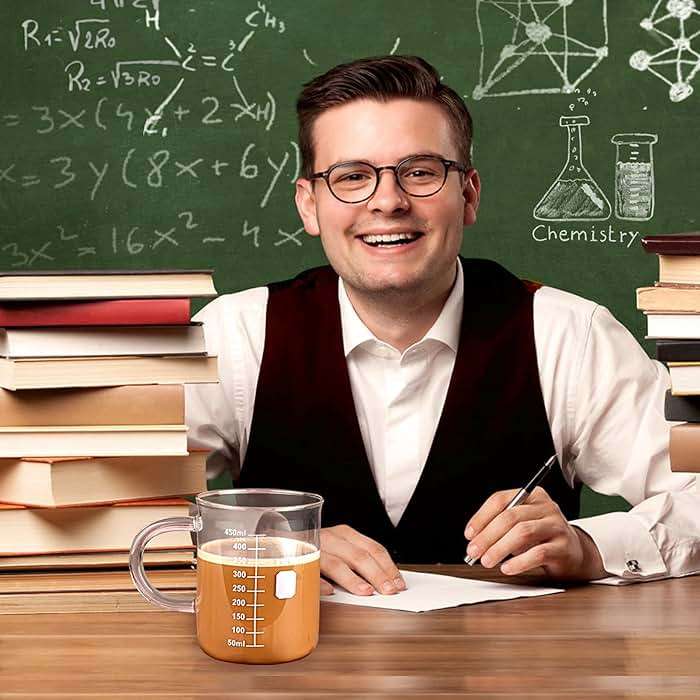 Caffeine Beaker Mug, Chemistry Coffee Mug 16 oz Borosilicate Glass, Measuring Graduated Beaker (450ml) - Image 7
