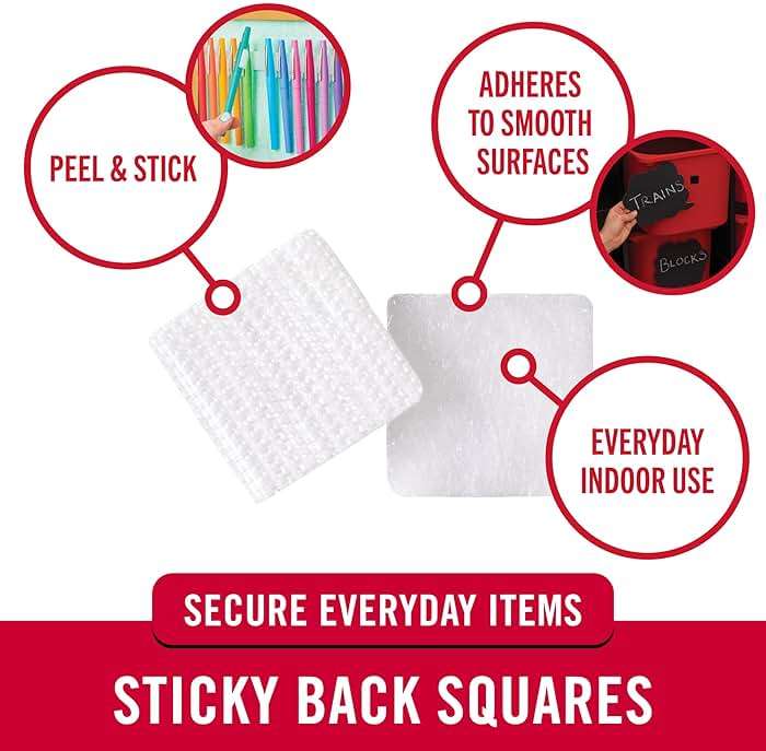 VELCRO Brand Mounting Squares | Square Dots with Adhesive 200pk, 7/8" White | Sticky Back Hook and Loop for Teacher Supplies, Office Organization (30705) - Image 2