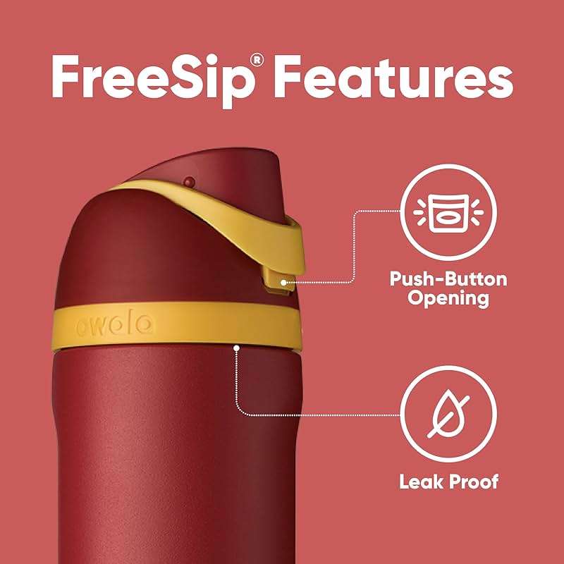 Owala Harry Potter FreeSip Insulated Stainless Steel Water Bottle with Straw, BPA-Free Sports Water Bottle, Great for Travel, 24 Oz, Gryffindor - Image 5