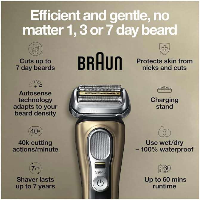 Braun Series 9 Pro 9419s Electric Shaver for Men, Wet & Dry Razor, Shaving Kit with 4+1 Head with ProLift Trimmer - Image 3