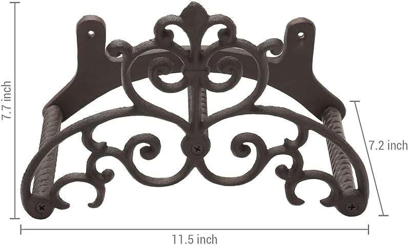 MyGift Brown Heavy Duty Cast Iron Outdoor Garden Hose Hanger Wall Mounted Water Hose Holder Reel with Vintage Scrollwork Design - Image 3